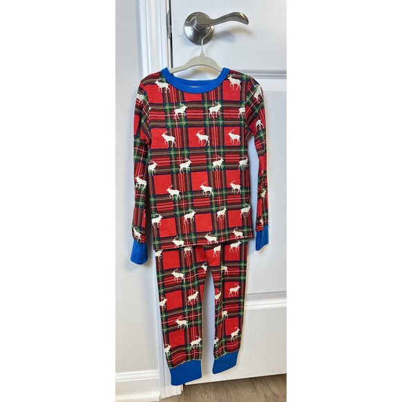 HATLEY Boys Elk Plaid Pajama Set Size 4 NWT - Picture 3 of 9